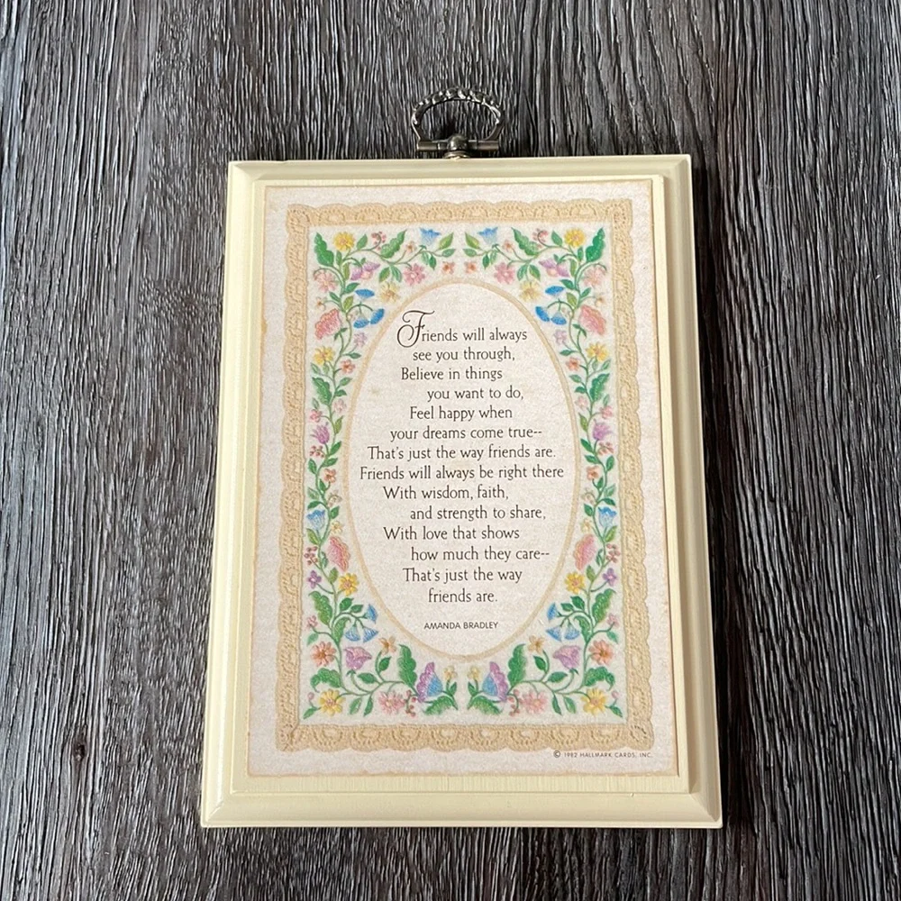 Vintage Wooden Wall Plaque 1982 Hallmark Cards Inc - Friends by Amanda Bradley